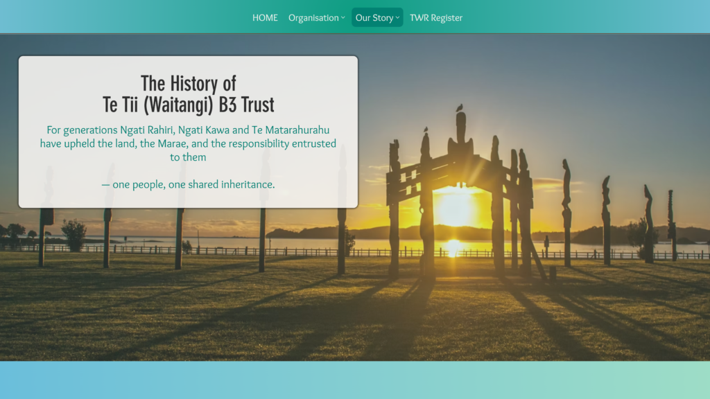 Te Tii Waitangi B3 Trust organisational website recovered and rebuilt by EMbarks.
